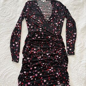 Bar III Black Dress with Pink and Red Hearts